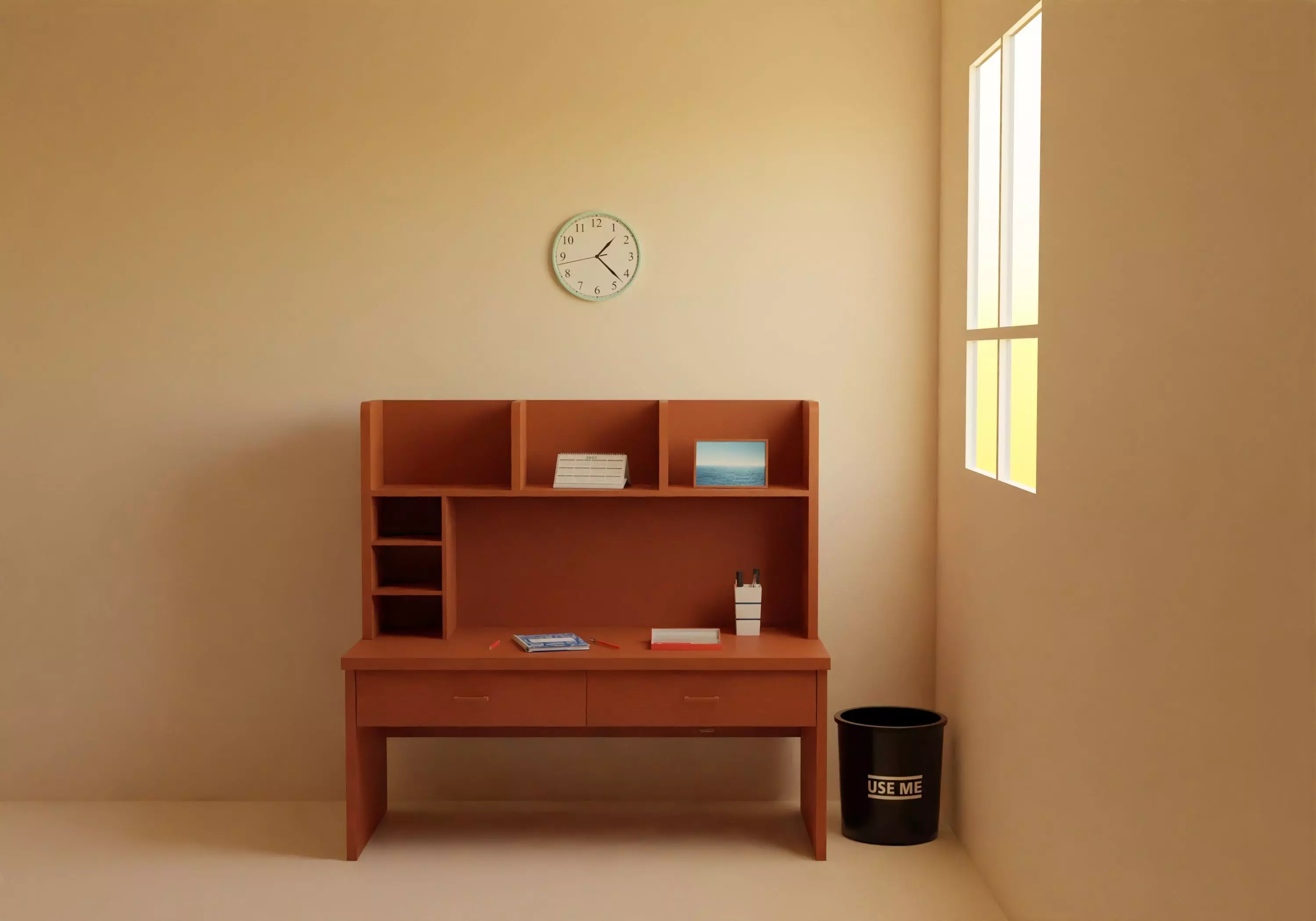 Reading Table and studying accessories Low-poly 3D model