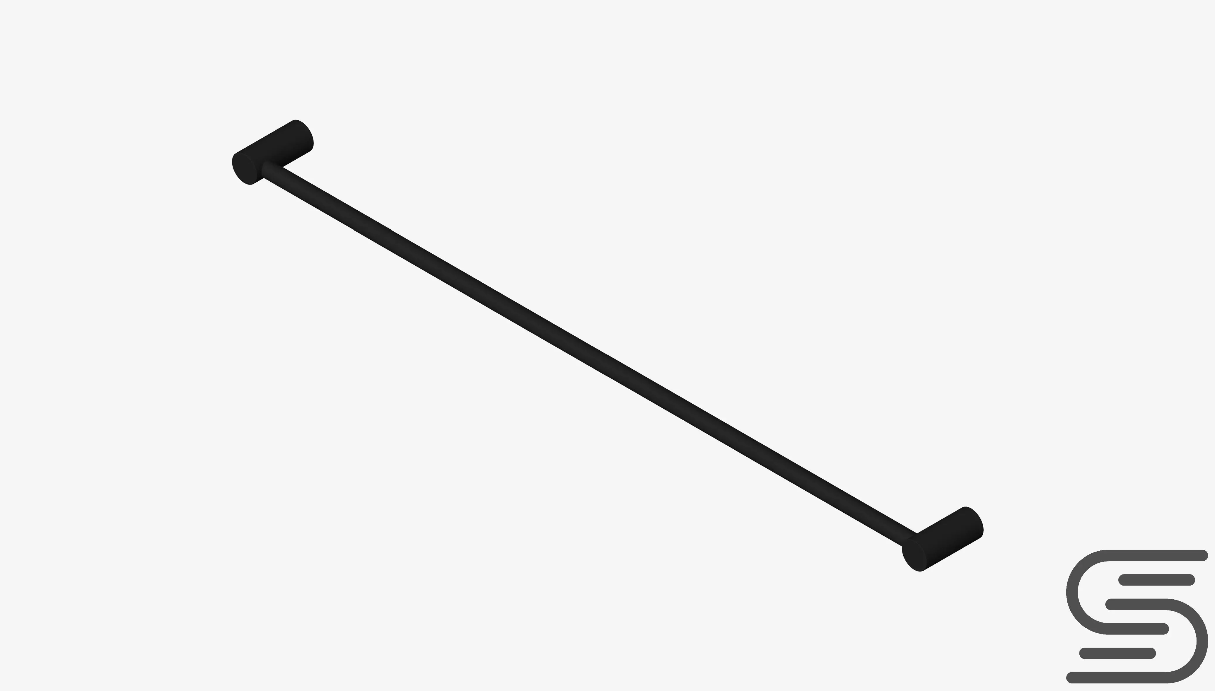 Towel Rail - Single - Luxury - Sleek - 800 - Square Plate Low-poly 3D model_0