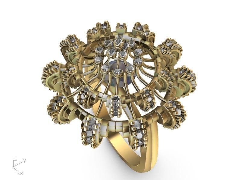  Chandelier Diamond Ring 3D print model_3