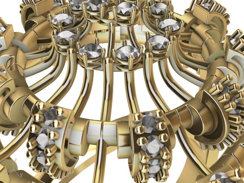  Chandelier Diamond Ring 3D print model_9