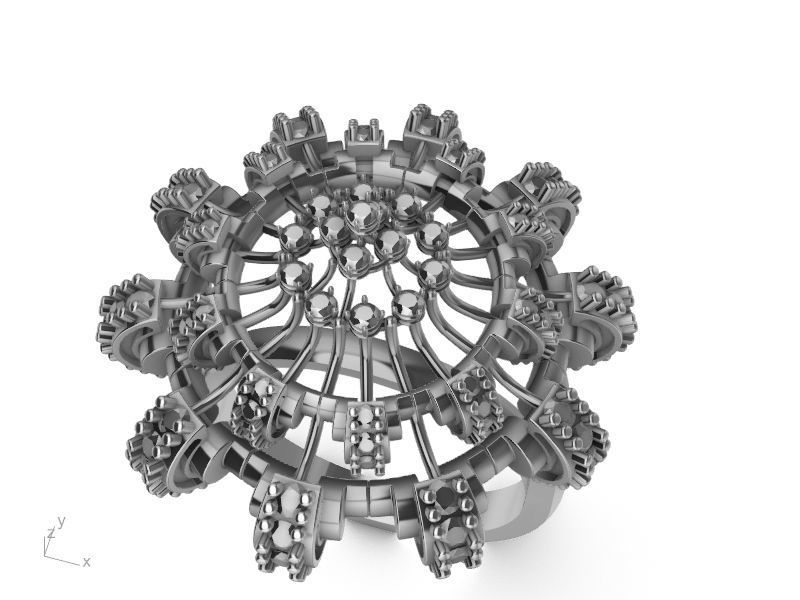  Chandelier Diamond Ring 3D print model_12