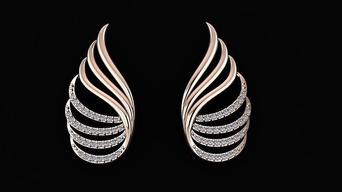 Tops earrings with stone 3D print model