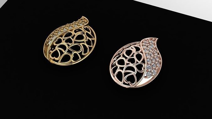 Tops earrings with stone 3D print model