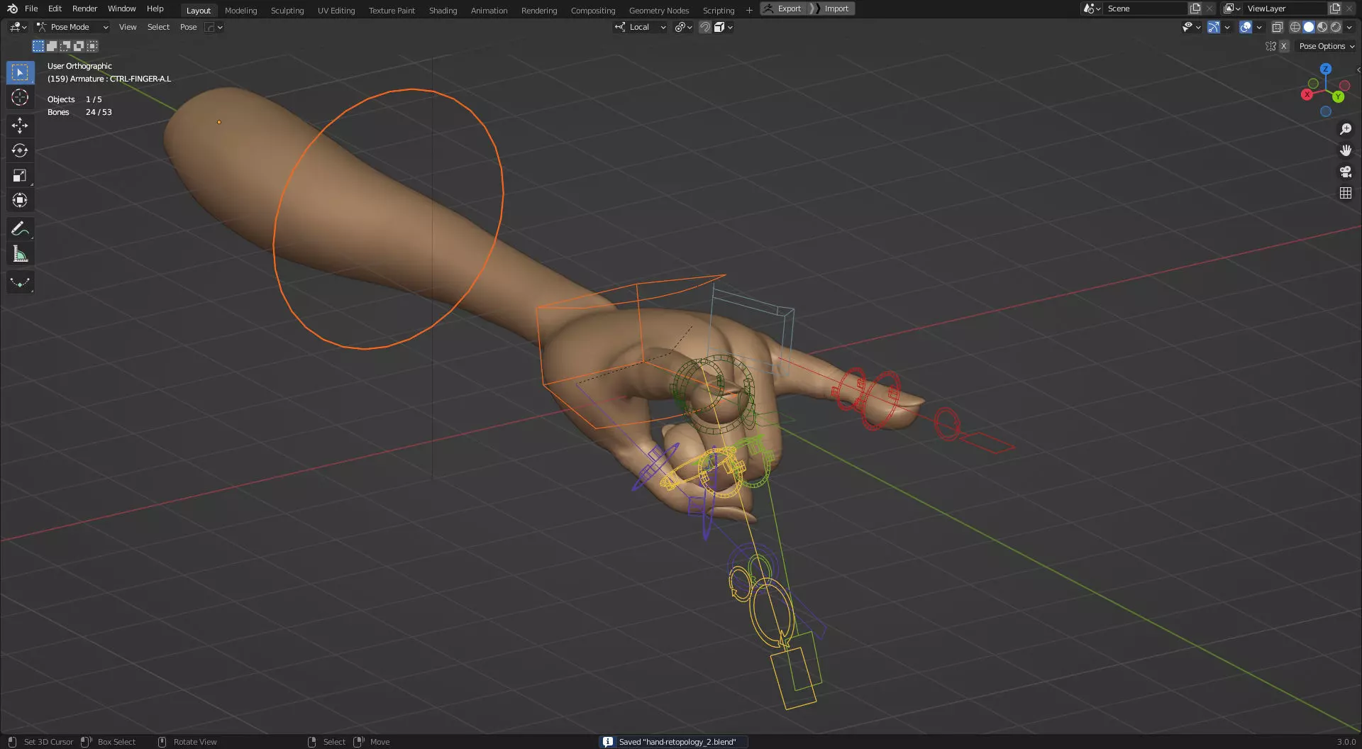 Rigged Stylized Hand - Blender 3D model_0