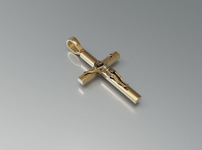 Cross jesus on in gold 3D print model