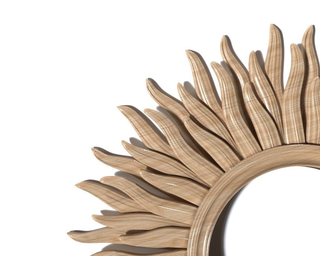 Frame-012 wooden sunburst mirror 3D model_4