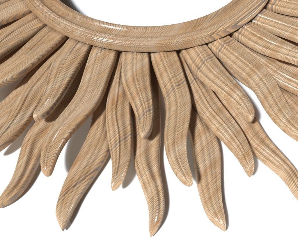 Frame-012 wooden sunburst mirror 3D model_2
