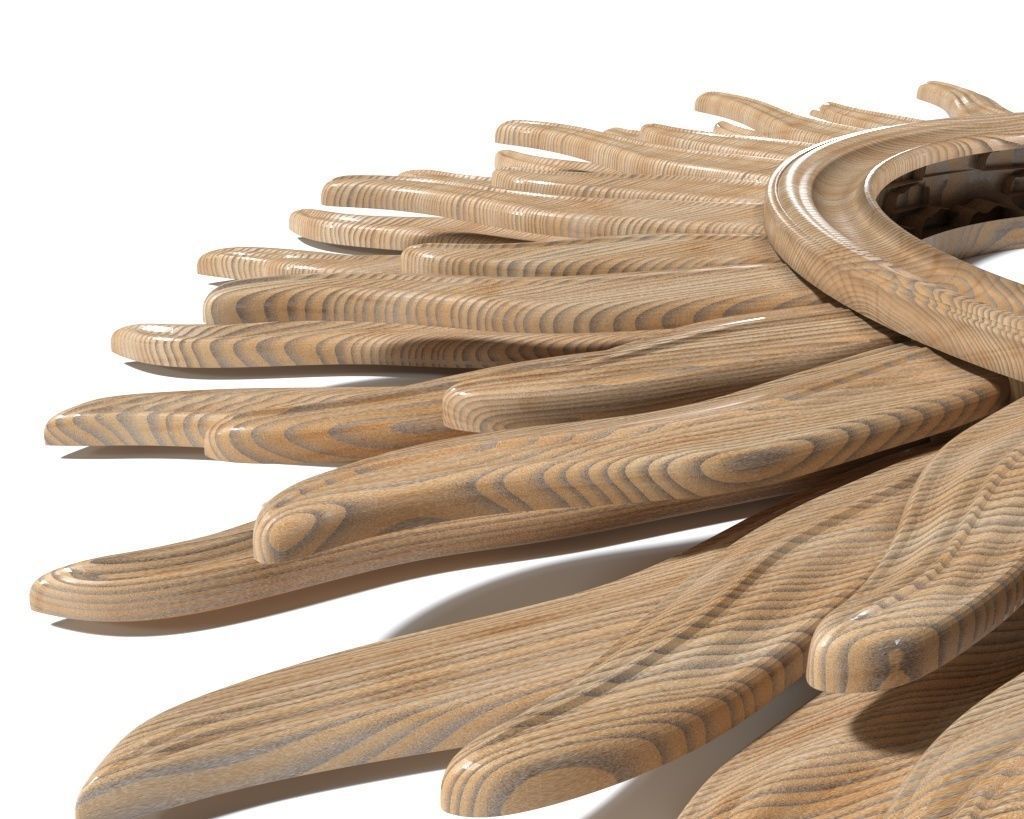 Frame-012 wooden sunburst mirror 3D model_3