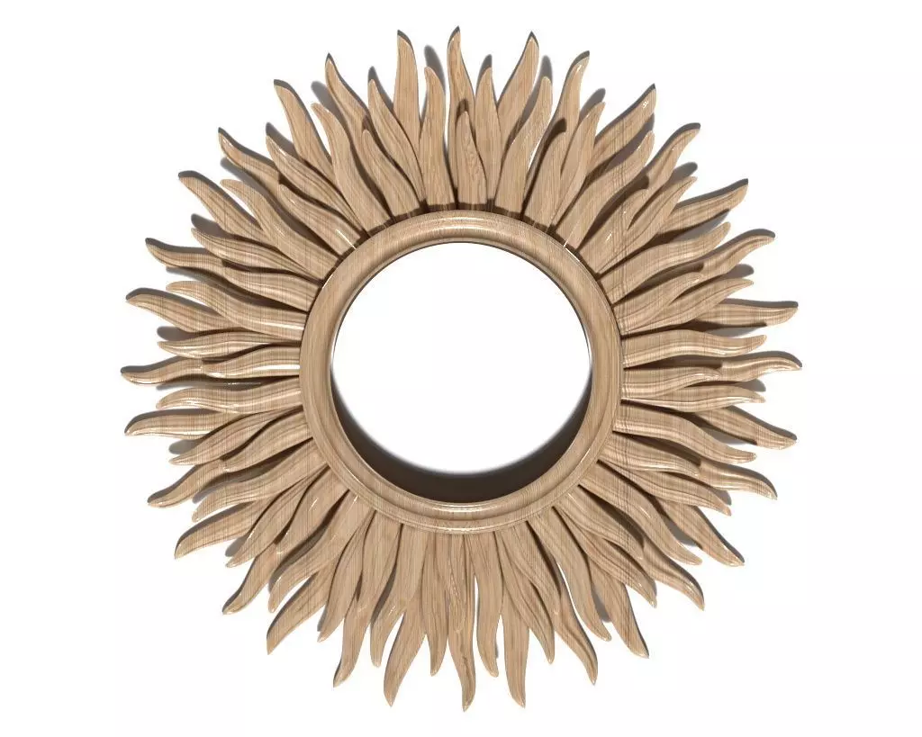 Frame-012 wooden sunburst mirror 3D model_0