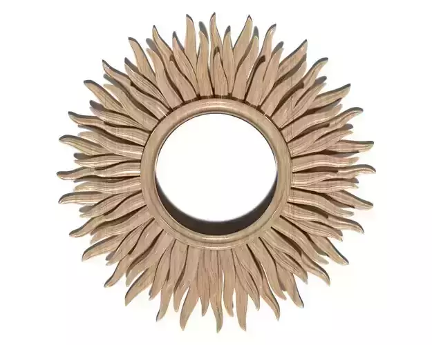 Frame-012 wooden sunburst mirror 3D model