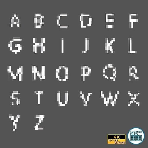 Pixel Font Pack 002 Low-poly 3D model