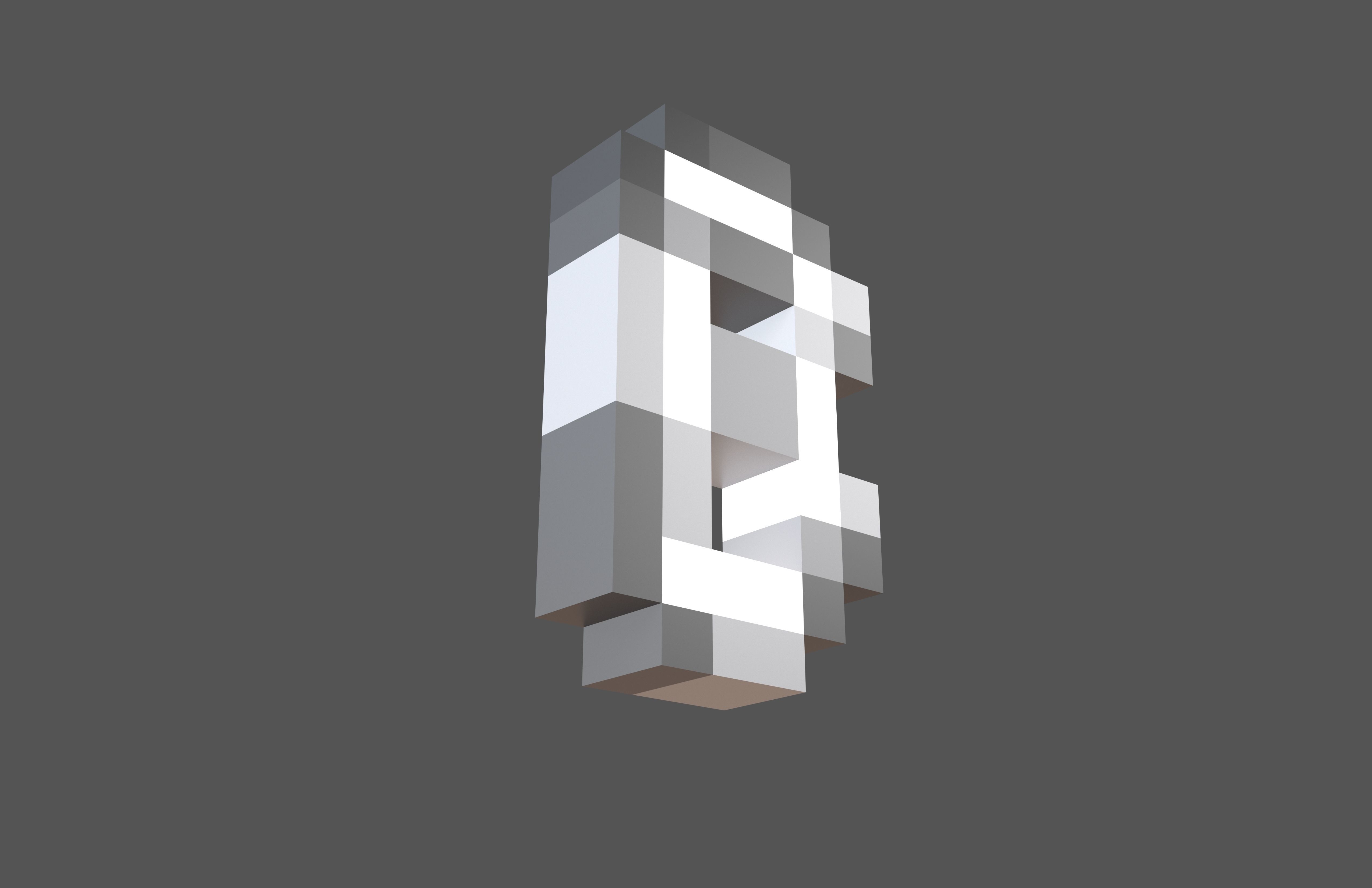 Pixel Font Pack 002 Low-poly 3D model_21