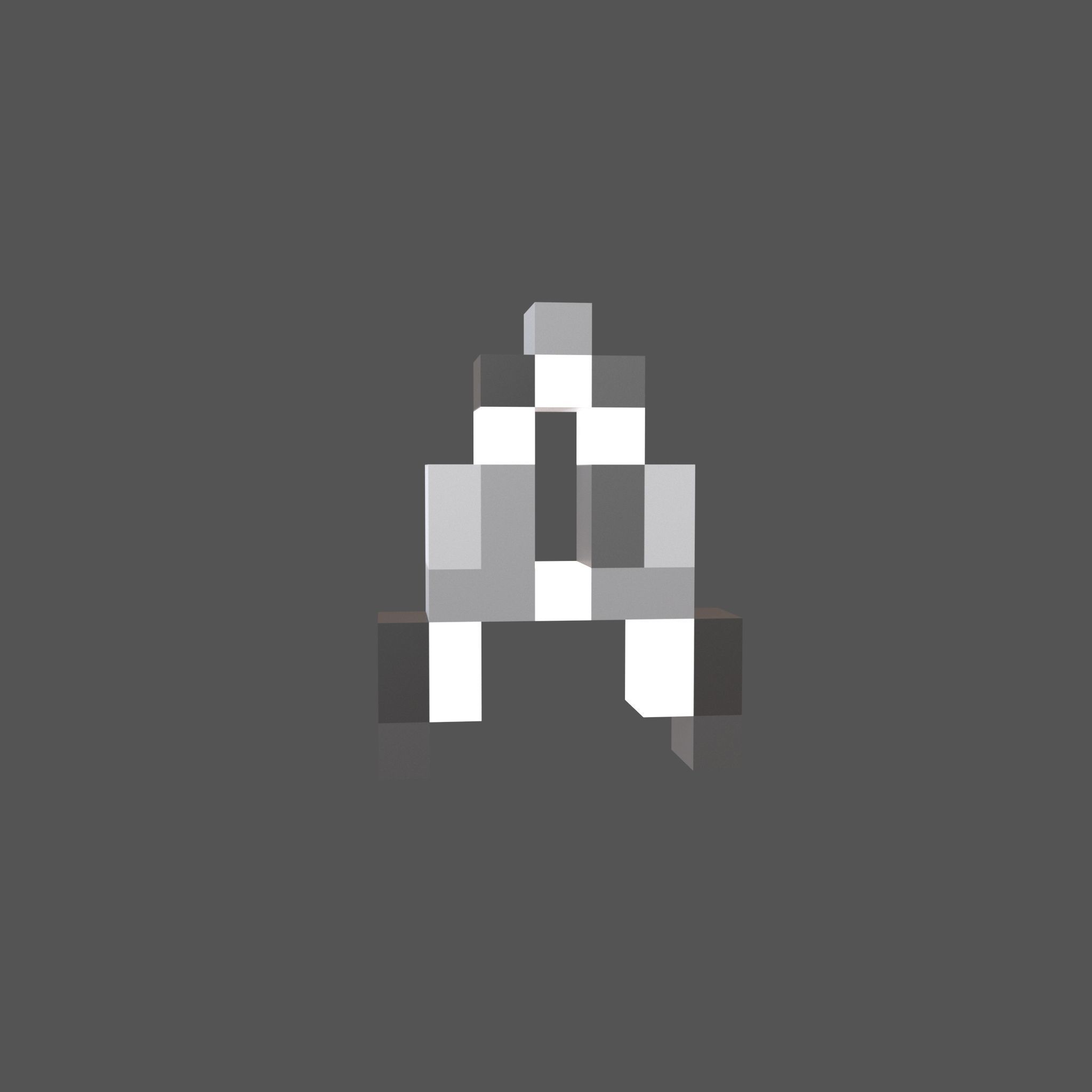 Pixel Font Pack 002 Low-poly 3D model_1