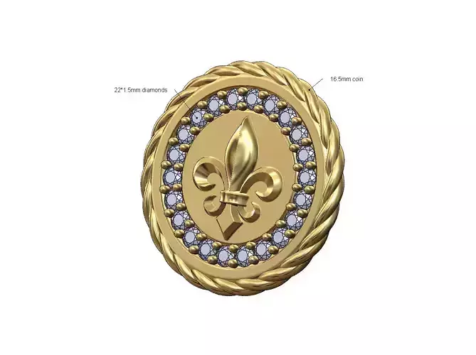 Diamond braided wire lily coin  3D print model