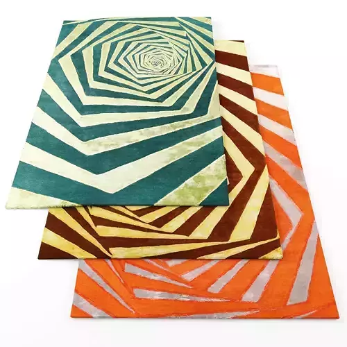 Rugs-1291 three rugs Low-poly 3D model