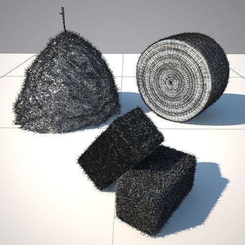 Hay Collection pile of grass with cross on top 3D model 3