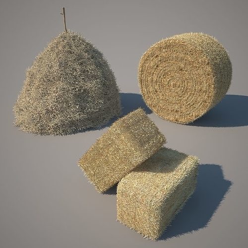 Hay Collection pile of grass with cross on top 3D model 2