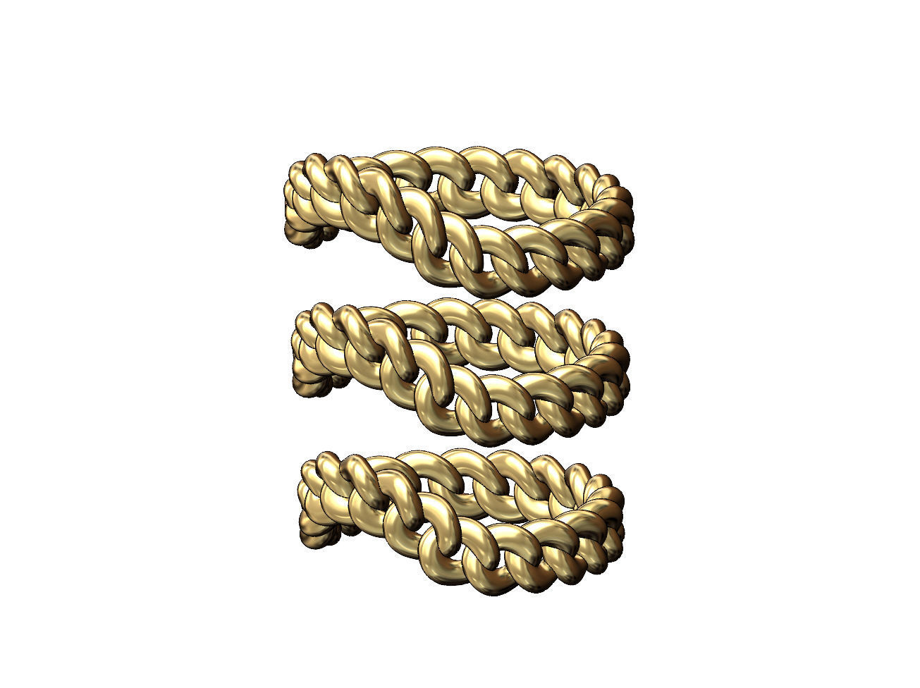 Curved cuban link band US sizes 6 7 8 3D print model_3