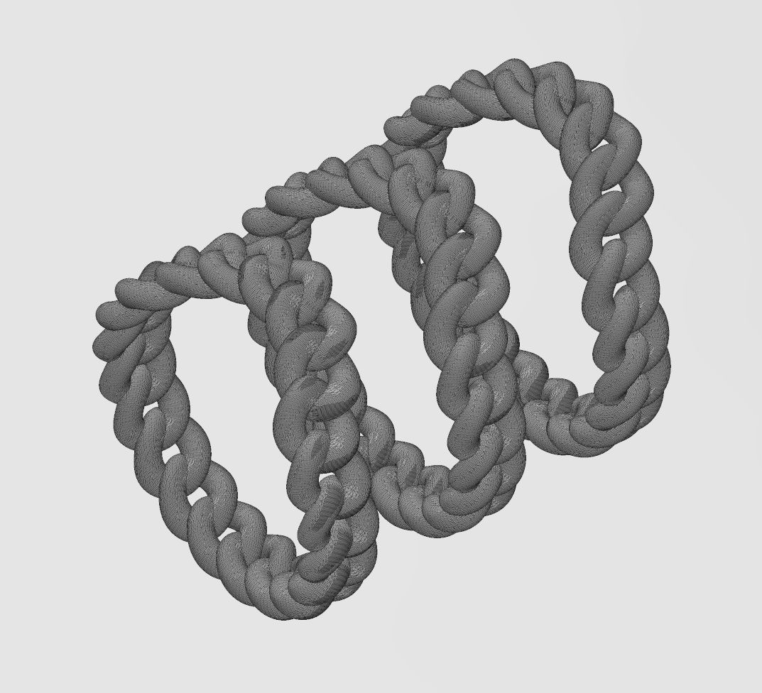 Curved cuban link band US sizes 6 7 8 3D print model_13