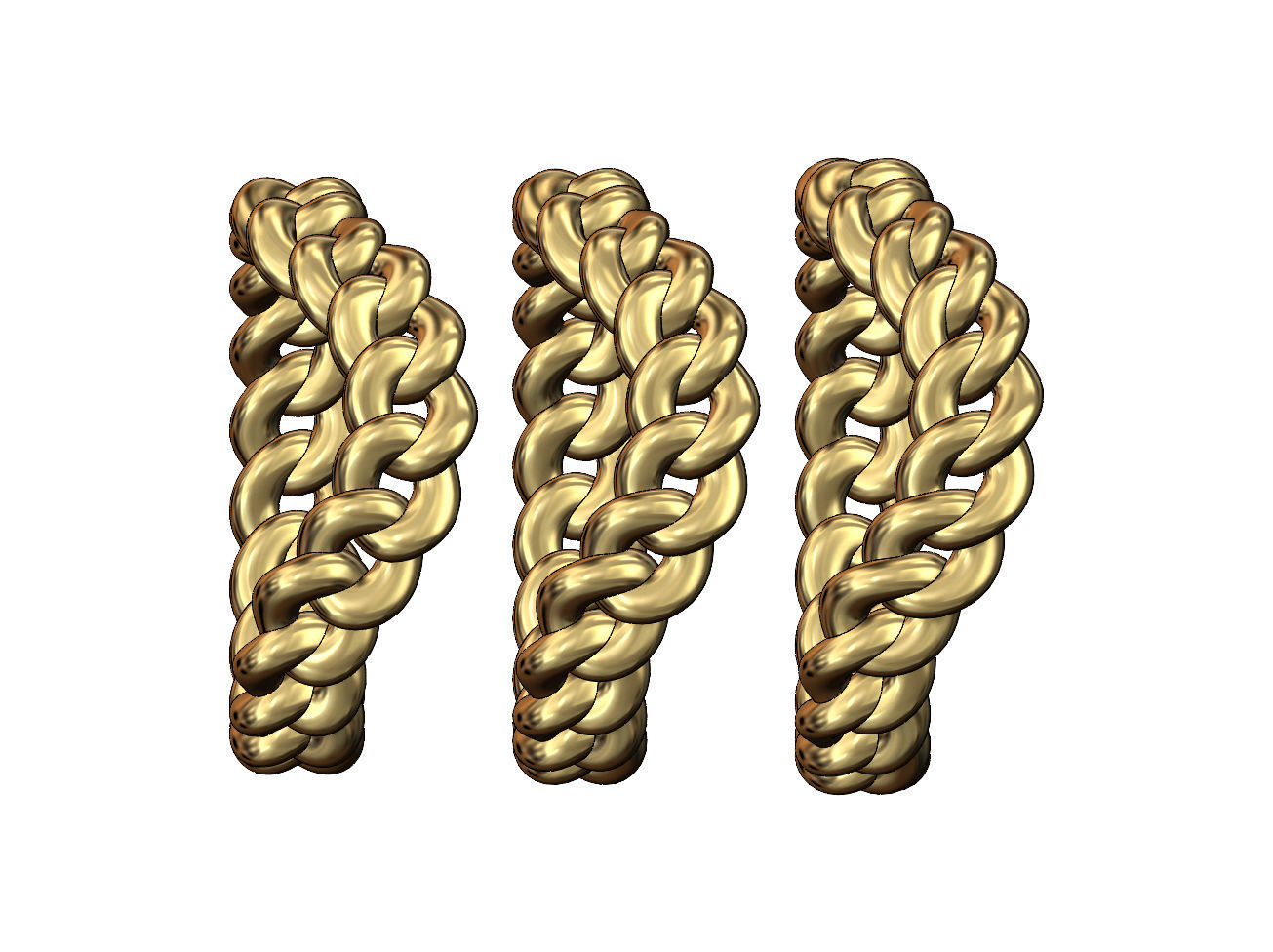 Curved cuban link band US sizes 6 7 8 3D print model_1