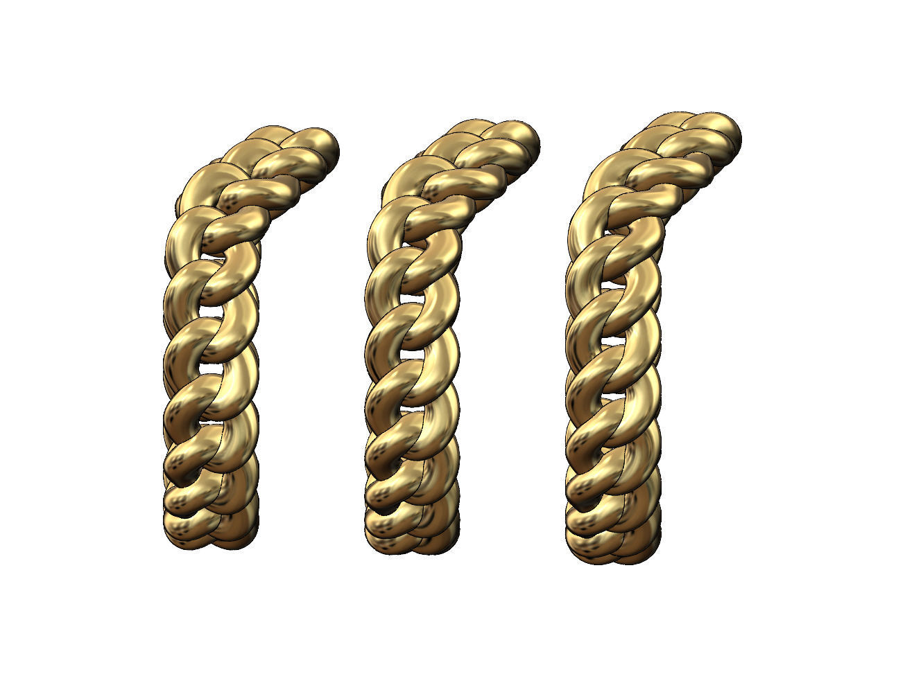 Curved cuban link band US sizes 6 7 8 3D print model_2
