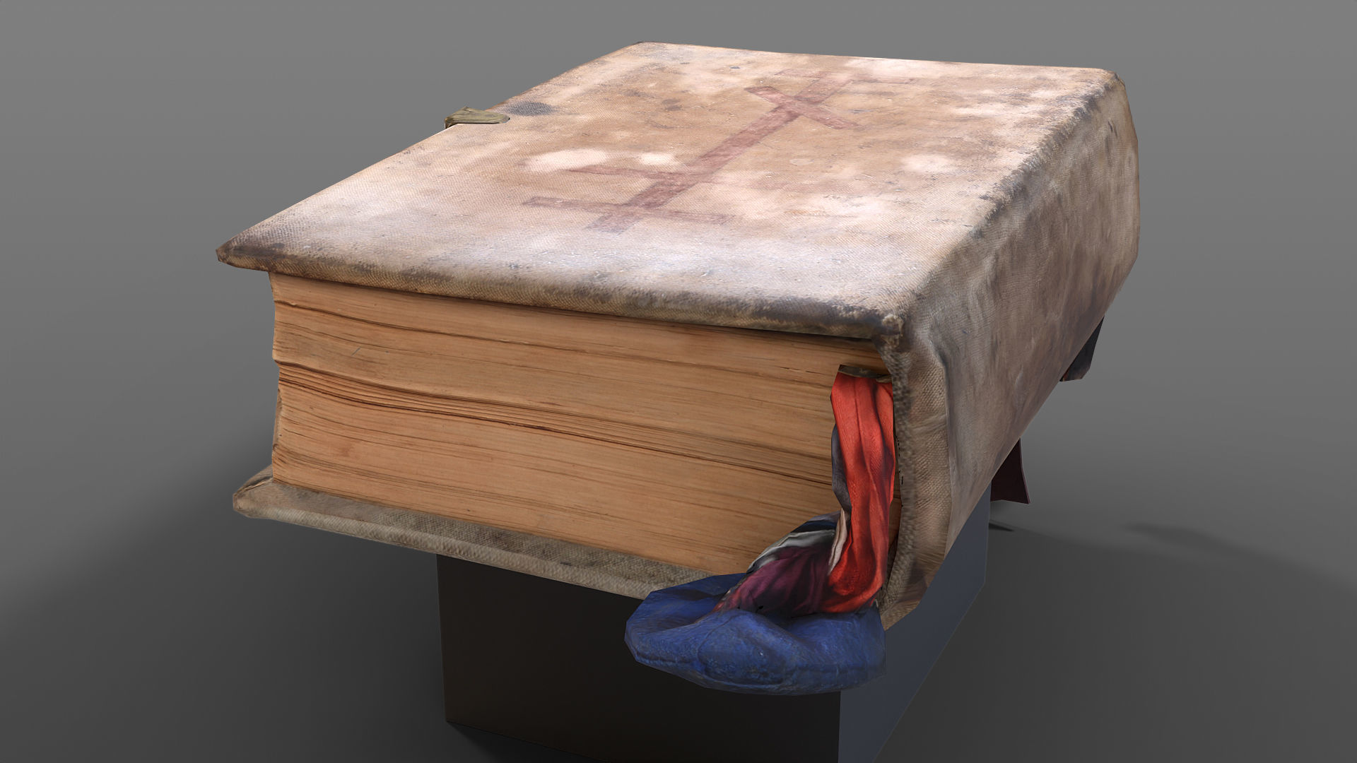 Old book closed Low-poly 3D model_2