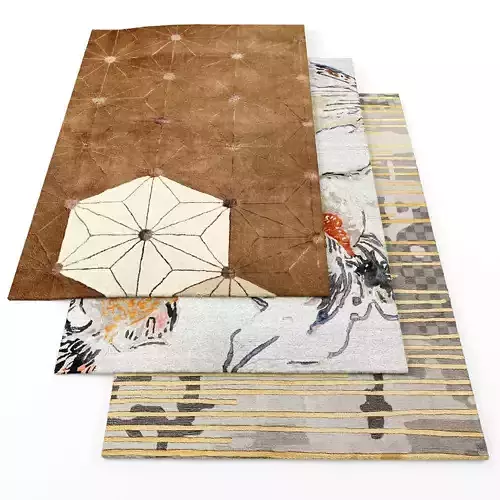 Rugs-1292 three rugs Low-poly 3D model