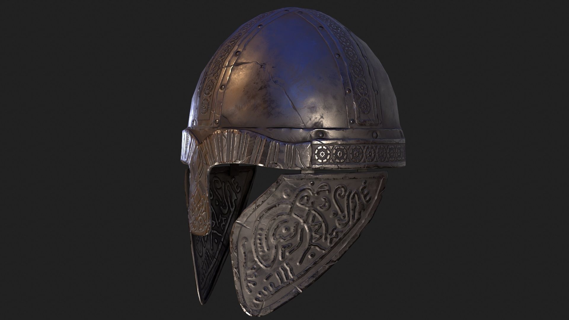 Viking Helmet Low-poly 3D model_29