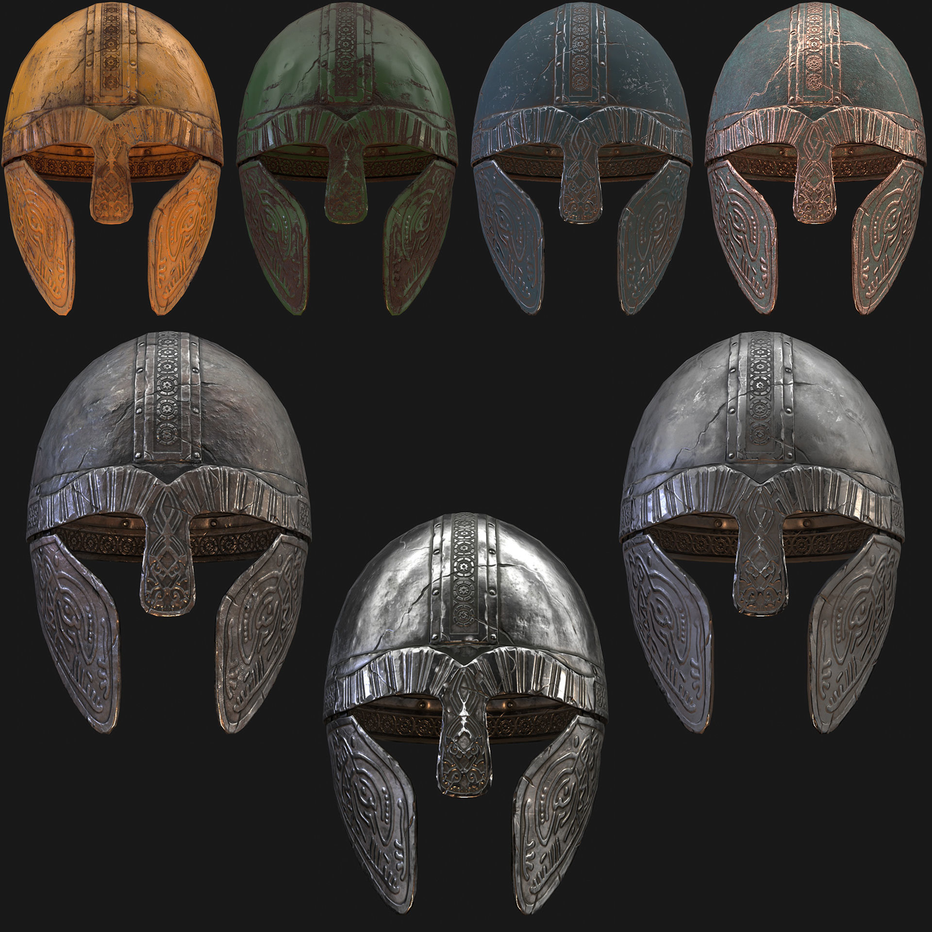 Viking Helmet Low-poly 3D model_30