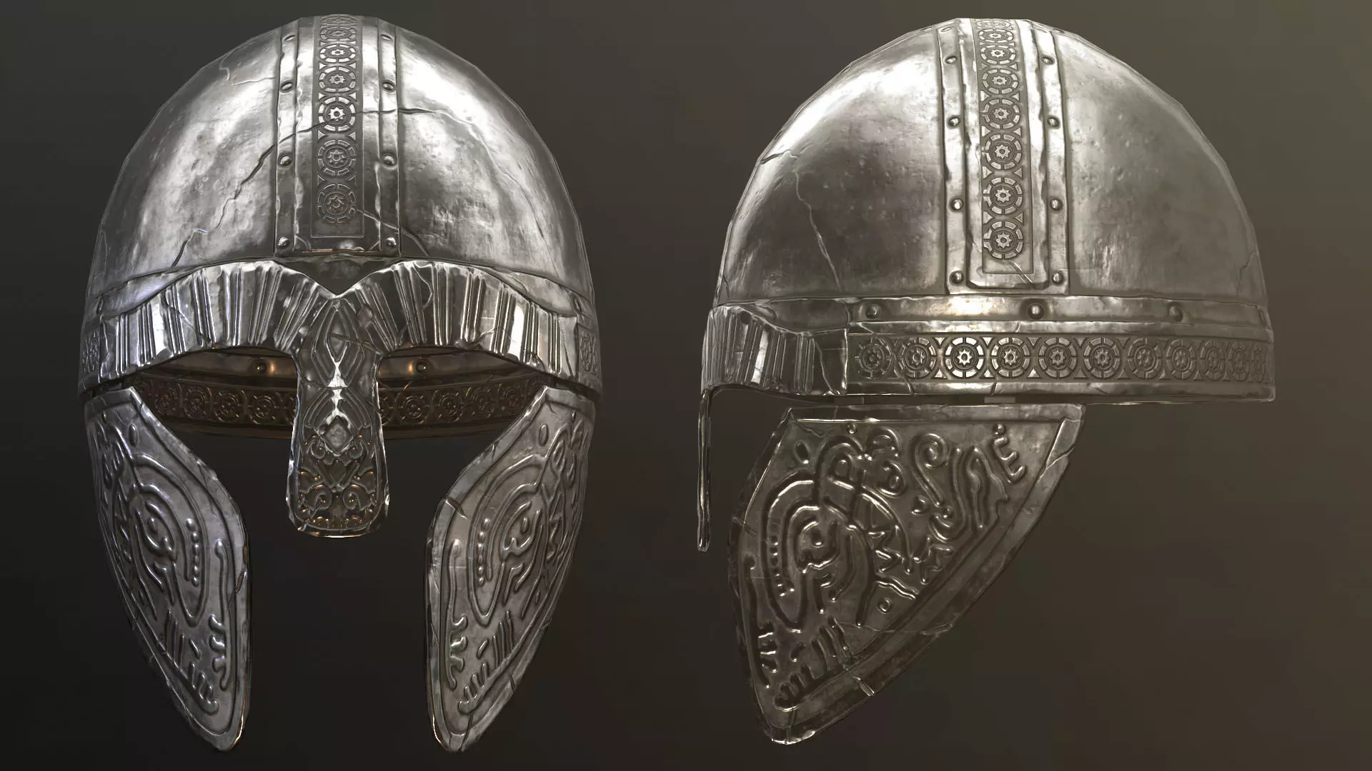 Viking Helmet Low-poly 3D model_0