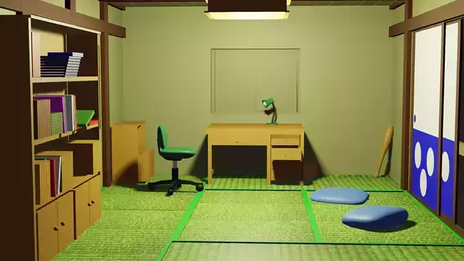 Nobita room - low poly - Blender 3