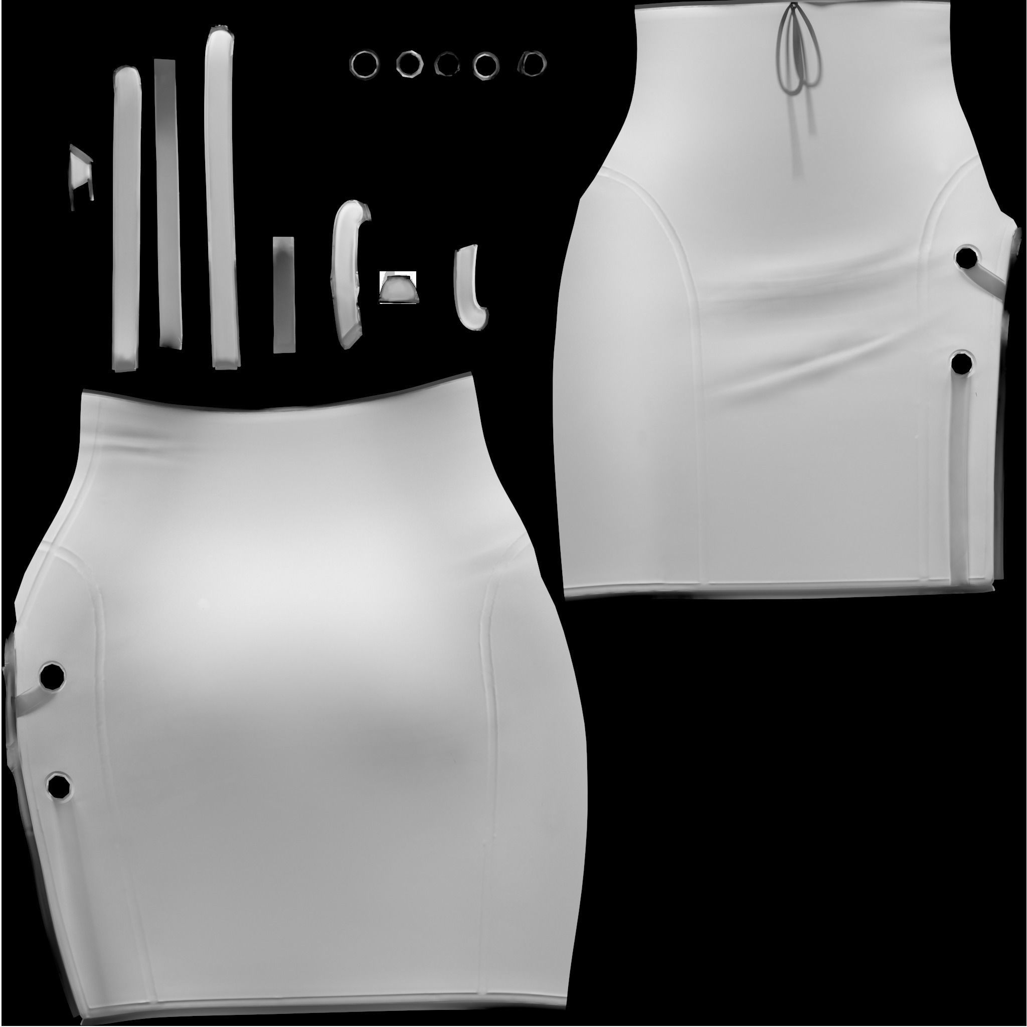 Anime Girl Skirt Low-poly 3D model_13