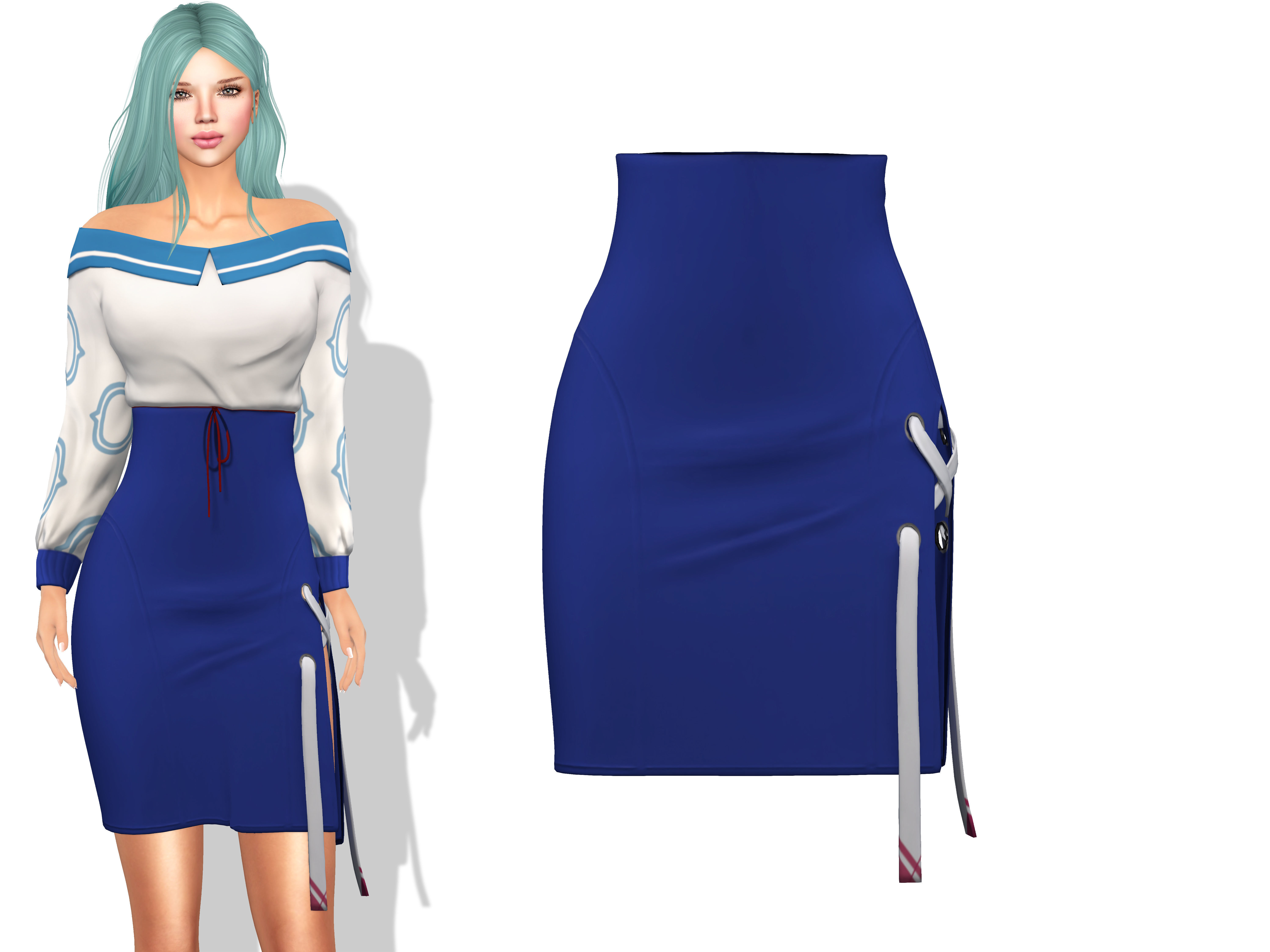Anime Girl Skirt Low-poly 3D model_2