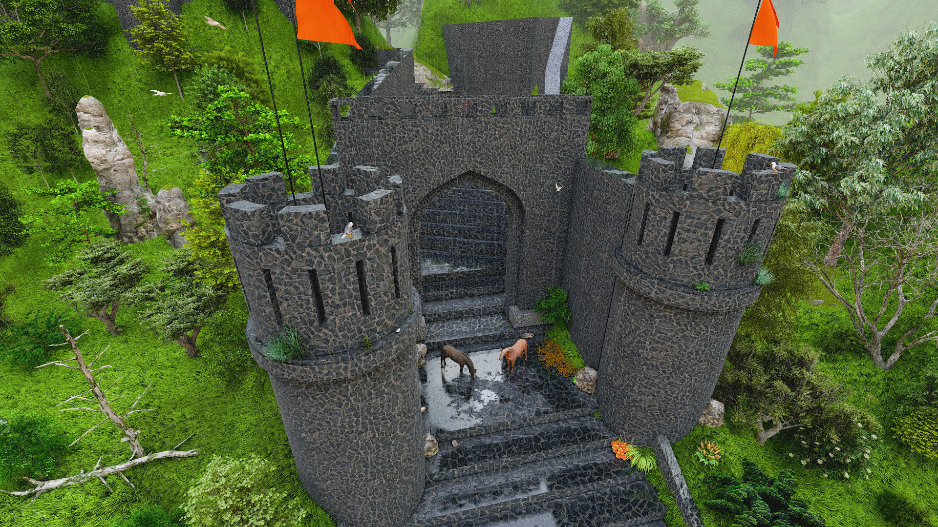 Shivaji Maharaj Forts Low-poly 3D model_11