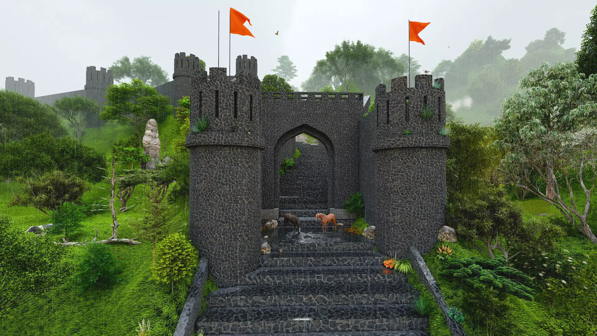 Shivaji Maharaj Forts Low-poly 3D model_0