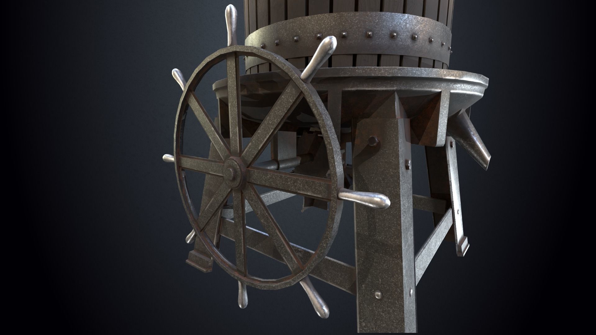 Antique Grape Press Low-poly 3D model_6