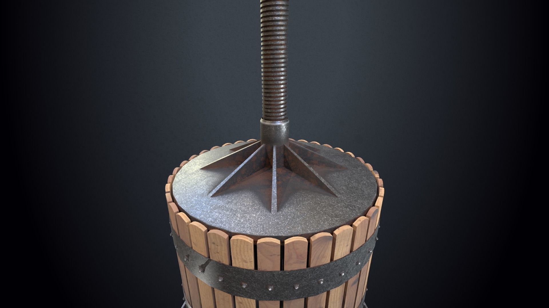 Antique Grape Press Low-poly 3D model_7