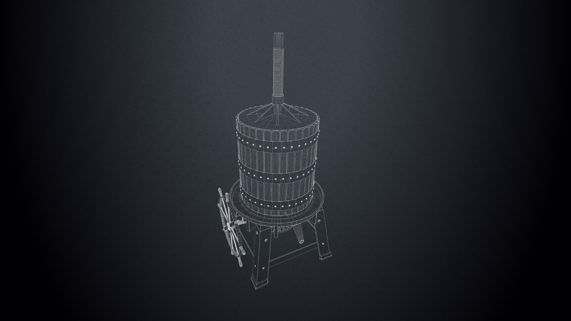 Antique Grape Press Low-poly 3D model_8