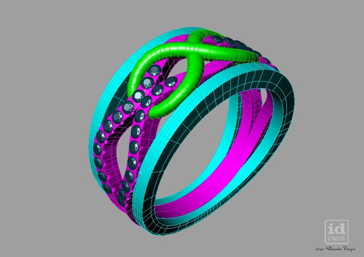 Set Diamond infinity ring with diamonds nc20422 Anello infinito 3D print model_3