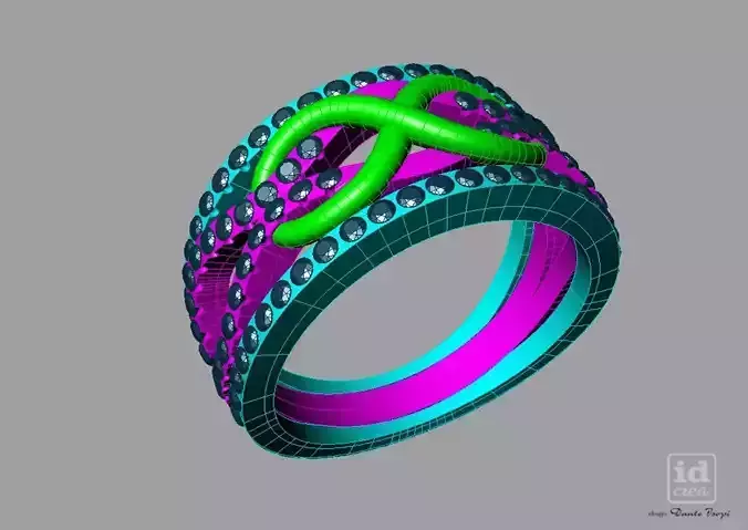 Set Diamond infinity ring with diamonds nc20422 Anello infinito 3D print model