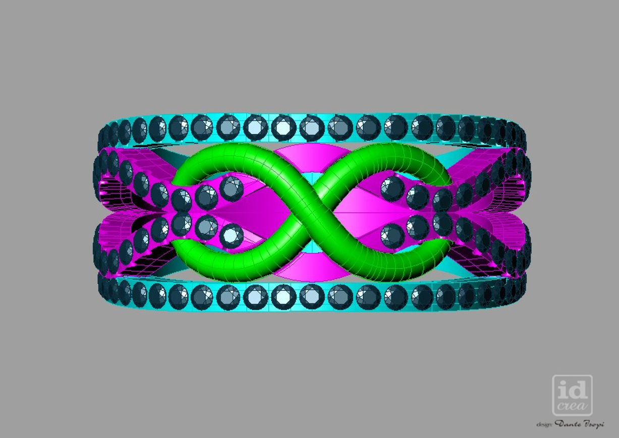 Set Diamond infinity ring with diamonds nc20422 Anello infinito 3D print model_1