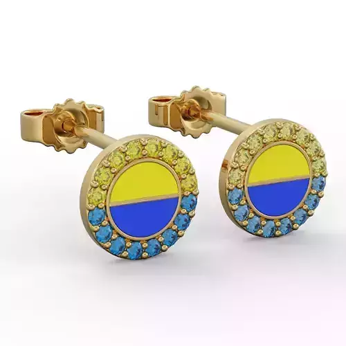 Earrings flag of Ukraine with enamel 3D print model