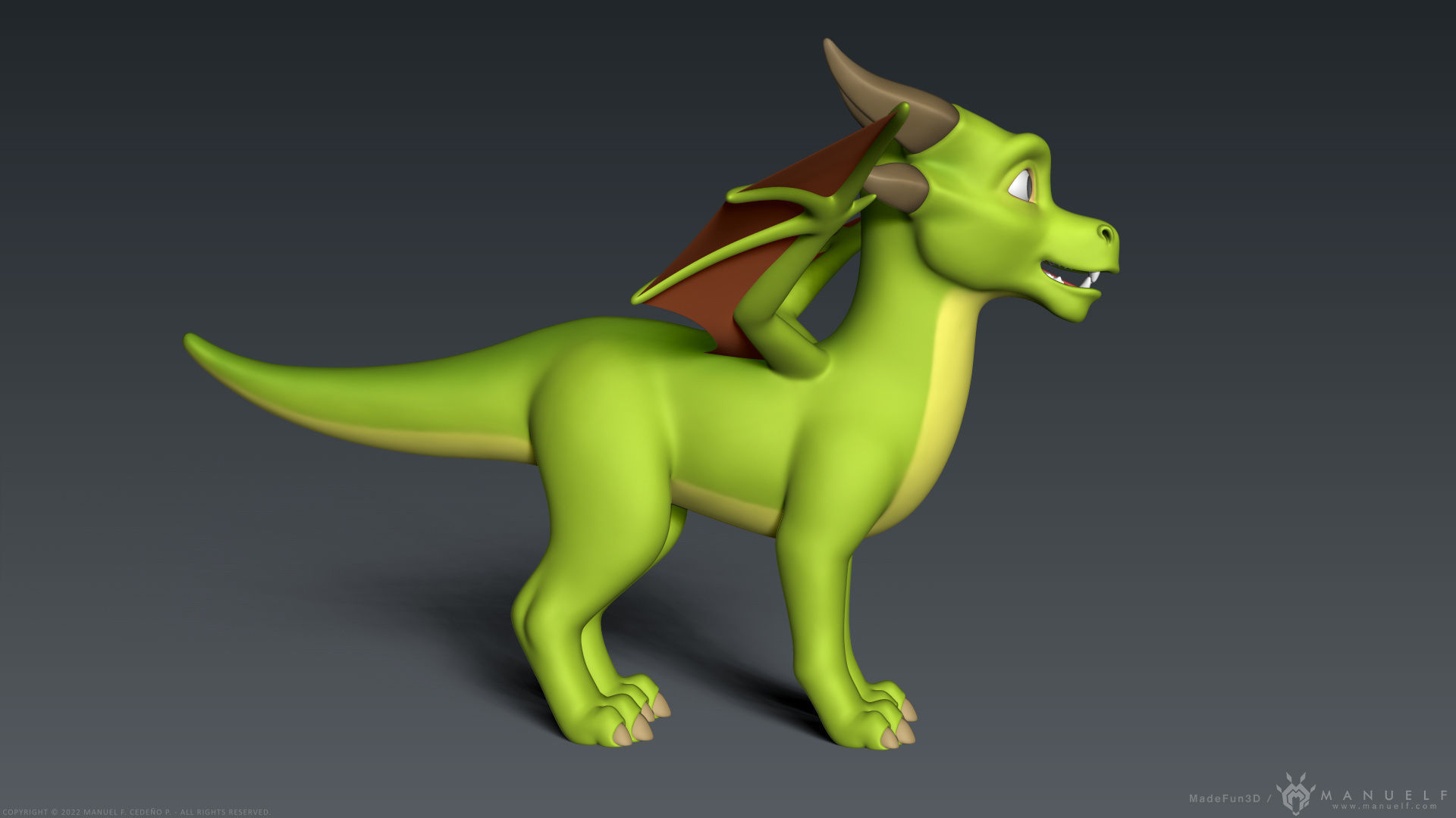Stylized Cute Dragon 3D model_5