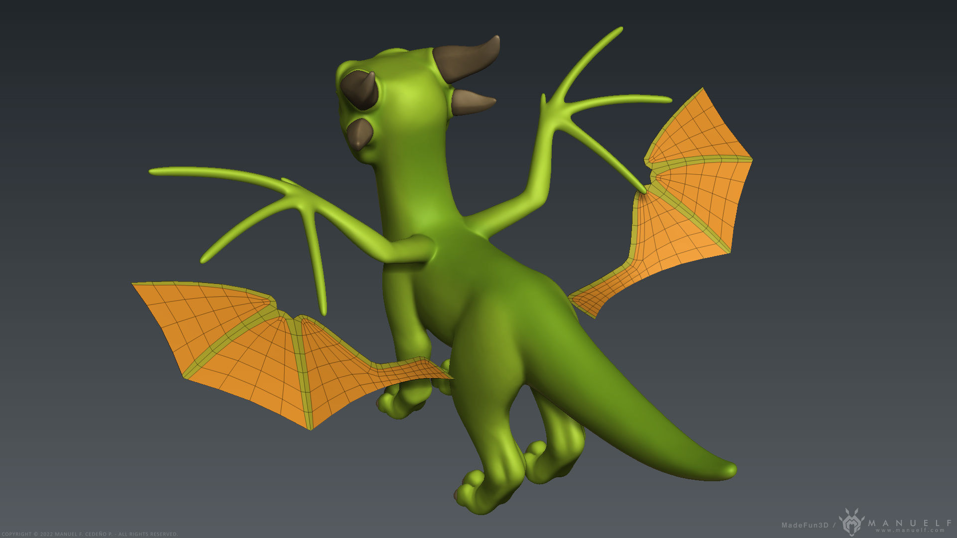 Stylized Cute Dragon 3D model_11