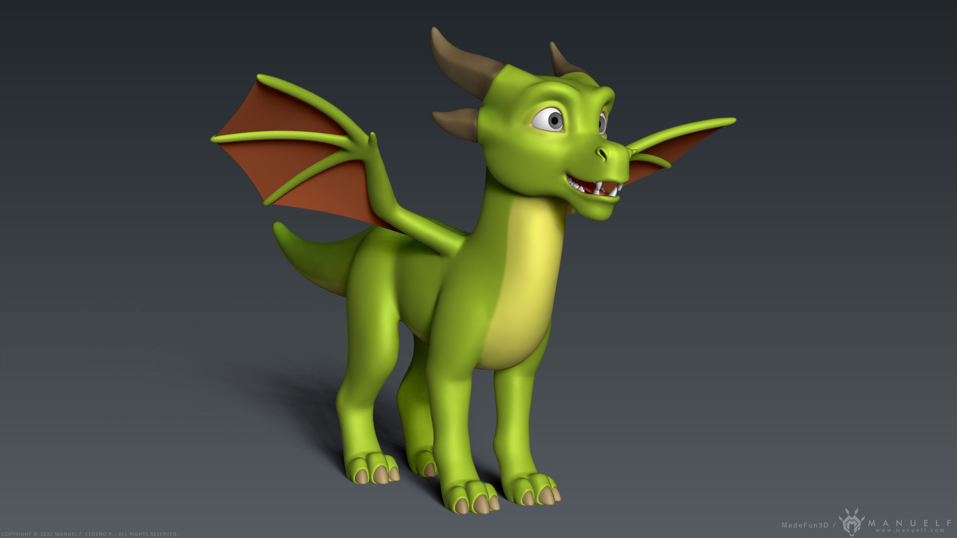 Stylized Cute Dragon 3D model_1