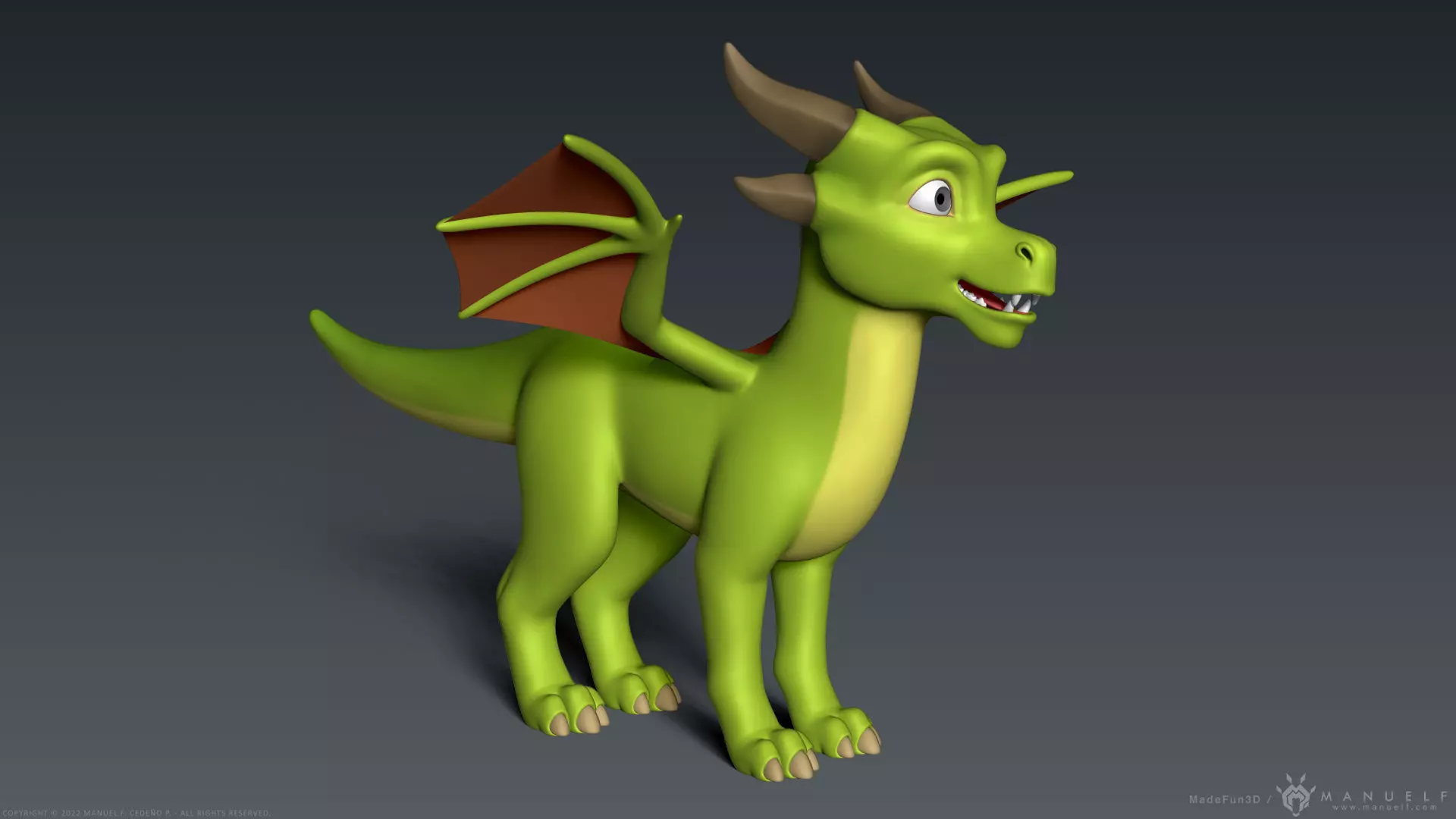 Stylized Cute Dragon 3D model_0