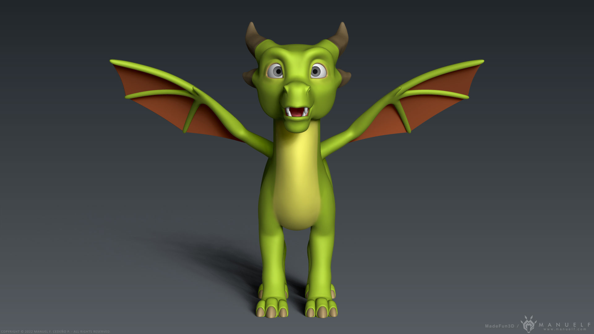 Stylized Cute Dragon 3D model_3