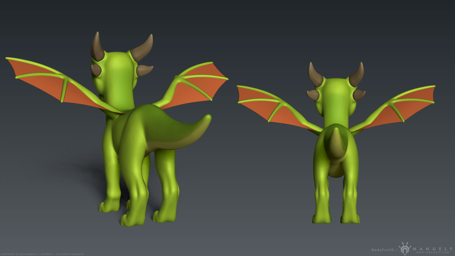 Stylized Cute Dragon 3D model_16