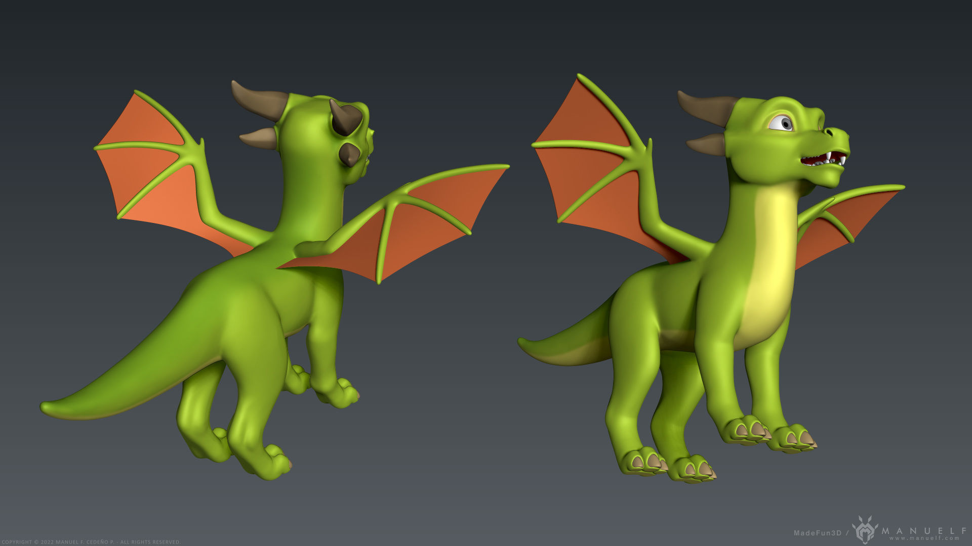 Stylized Cute Dragon 3D model_9