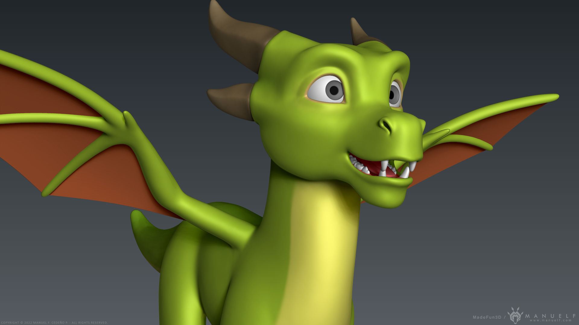 Stylized Cute Dragon 3D model_8